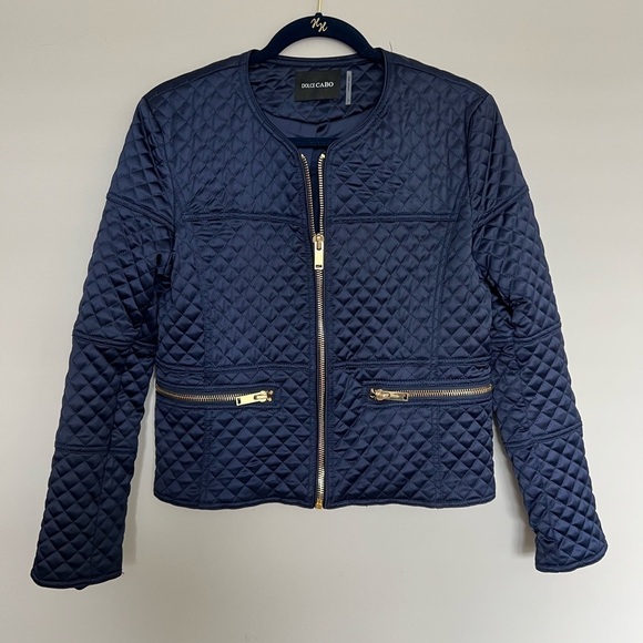 🍭 DOLCE CABO NAVY QUILTED JACKET SIZE S - Picture 2 of 8